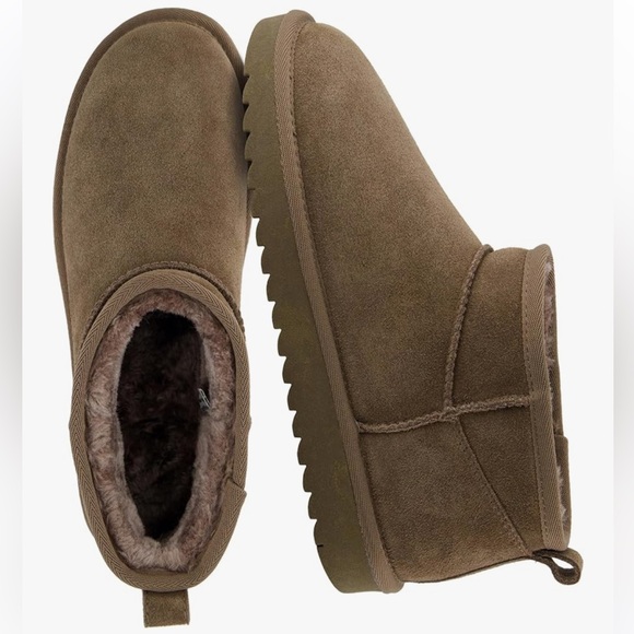 Cushionaire Shoes - CUSHIONAIRE Genuine Suede Ankle Boots Taupe Faux Fur Size 9